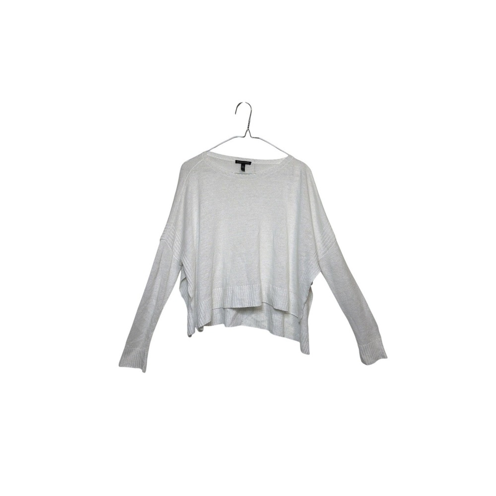 Eileen Fisher Woman's 100% Organic Linen White Knit Tunic Top Sz extra Small